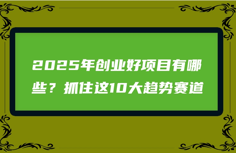 2025年创业好项目有哪些？抓住这10大趋势赛道